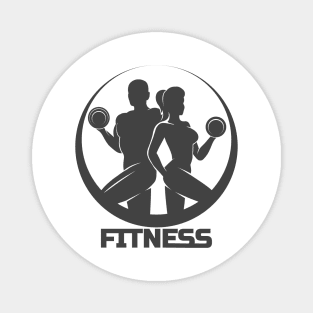 Bodybuilder Fitness Gym Woman and Man Athletic Club Logo Design Magnet